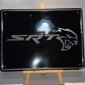 SRT Black and Silver Metal Sign